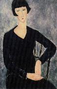 sittabde kvinna i blatt Amedeo Modigliani